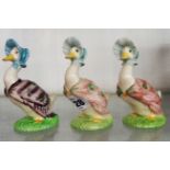 Three Jemima Puddleduck figures comprising one Beswick and two Royal Albert