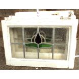 Five window lights with coloured leaded glass
