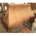 A large copper clad fire hood - width 7' 10"
