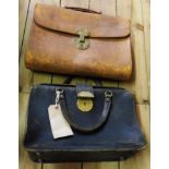 Two vintage Midland Bank Limited messenger's leather bags - one locked