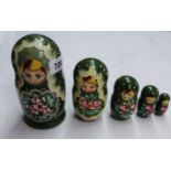 A late 20th Century Russian five part Mamoushka doll