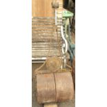 An 18 1/2" garden roller with cast iron handle - T-bar missing
