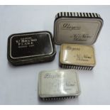 Three vintage Player's No Name Tobacco tins and an Ogden's St. Bruno Flake similar