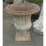 A Victorian cast iron urn pattern planter - rim a/f