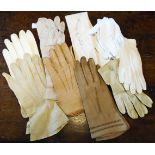 Nine pairs of ladies gloves including kid and leather examples - some unused