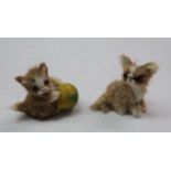 Two Victorian miniature fur clad cat figures