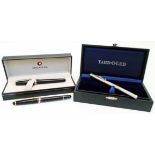 A boxed hallmarked silver Yard-o-Lead fountain pen with Grand barley finish - sold with a Mont Blanc