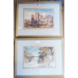 Four gilt framed 19th Century English School watercolours including an 1862 view of the ruins of the