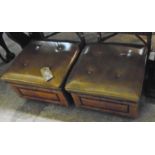 A pair of vintage studded leather upholstered locker footstools