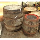A 25" diameter vintage coopered barrel - sold with a 16 1/2" similar