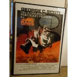 A framed film poster for George C. Scott in Rage