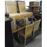 A set of four wicker and cane framed patio chairs - various condition