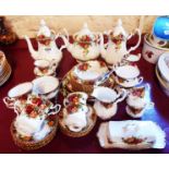 A Royal Albert Old Country Roses pattern six place tea and coffee set including two cake stands,