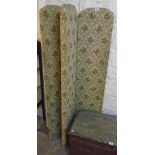 A 20th Century fourfold dressing screen upholstered in repeat pattern floral tapestry