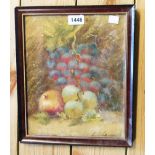E. Lance: a framed oil on board still life of fruit on a mossy bank - signed