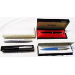 A Parker 51 fountain pen - sold with a boxed Sheaffer white dot brushed steel fountain pen with