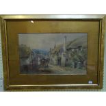 Alfred Leyman: a gilt framed and slipped watercolour depicting a view of the Ship Inn, Porlock -