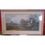 E. St. John: a framed 19th Century English landscape with farmstead, figures and cattle