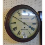 A 19th Century stained mahogany framed dial wall timepiece marked for H. Maitland, Watford, with