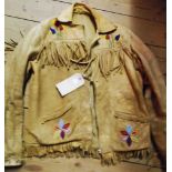A mid 20th Century Canadian buck skin jacket with beaded floral decoration - zip a/f