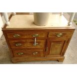 A continental washstand chest with yellow marble inset top over two short drawers, flight of three