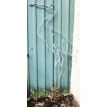 A grey painted wirework stork garden ornament - height 5' 5"