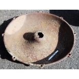 A cast iron Mexican hat pig feeder, dividers missing - 27 1/4" - a/f