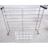 A metal and wirework wine rack - length 3' 4" - sold with a smaller similar