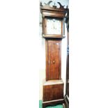 A 19th Century inlaid oak and cross banded longcase clock, the 12" painted square dial with date