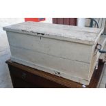 An old painted pine lift-top box - length 32"