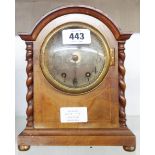 A late 19th Century inlaid mahogany cased mantel clock with Winterhalder & Hofmeier ting tang