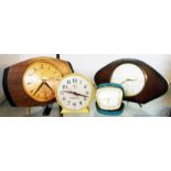 Vintage Metamec and Westclox timepieces - sold with a Tempora travelling alarm clock and another