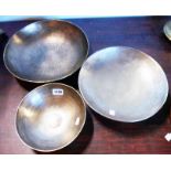 Two modern Indian silvered metal bowls - sold with a brass similar