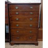 A 27" Victorian mahogany chest with flight of six long graduated drawers, set on bracket feet
