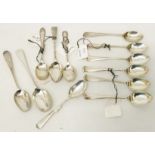 A small collection of assorted silver tea and coffee spoons - various age and makers
