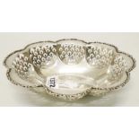 An 8" silver scalloped bowl with cast rim and all-round repeat pierced decoration - Chester