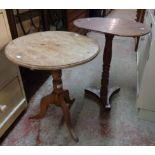 Two antique pedestal tables, one with tripod base the other trefoil - both a/f