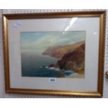 John Shapland: a gilt framed watercolour, depicting a view of a westcountry coast - signed - 10" X