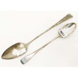 Two George III silver basting spoons - London 1807 and 1809