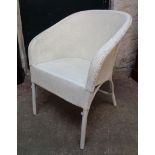 A Lloyd Loom style tub chair with later painted finish