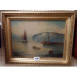 Redmore: a gilt framed oil on canvas, harbour scene 'Whitby'