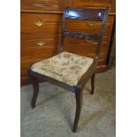 A late Regency mahogany framed dining chair with drop-in seat and moulded cabriole legs
