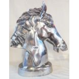 An aluminium horse's head - height 17"