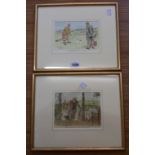 Two framed golfing prints - sold with two further framed prints relating to Men of the Law