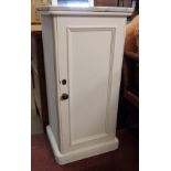 A 15" late Victorian pot cupboard with marble top and rounded plinth base - later painted finish