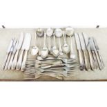 A quantity of silver plated cutlery, also WMF white metal handled knives - various War Department