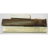 A leather cased slide rule - sold with a smaller similar by English Electric