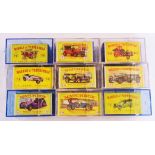 A box containing nine boxed Models of Yesteryear collectors models including 1928 Mercedes 36/220,