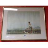 †William Russell Flint: a gilt framed coloured print, depicting Spanish lady with water pot