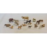 A collection of miniature wooden animals